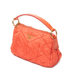 Shoulder Bag Zip Hobo Orange Quilted Nylon Canvas