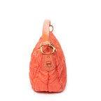 Shoulder Bag Zip Hobo Orange Quilted Nylon Canvas