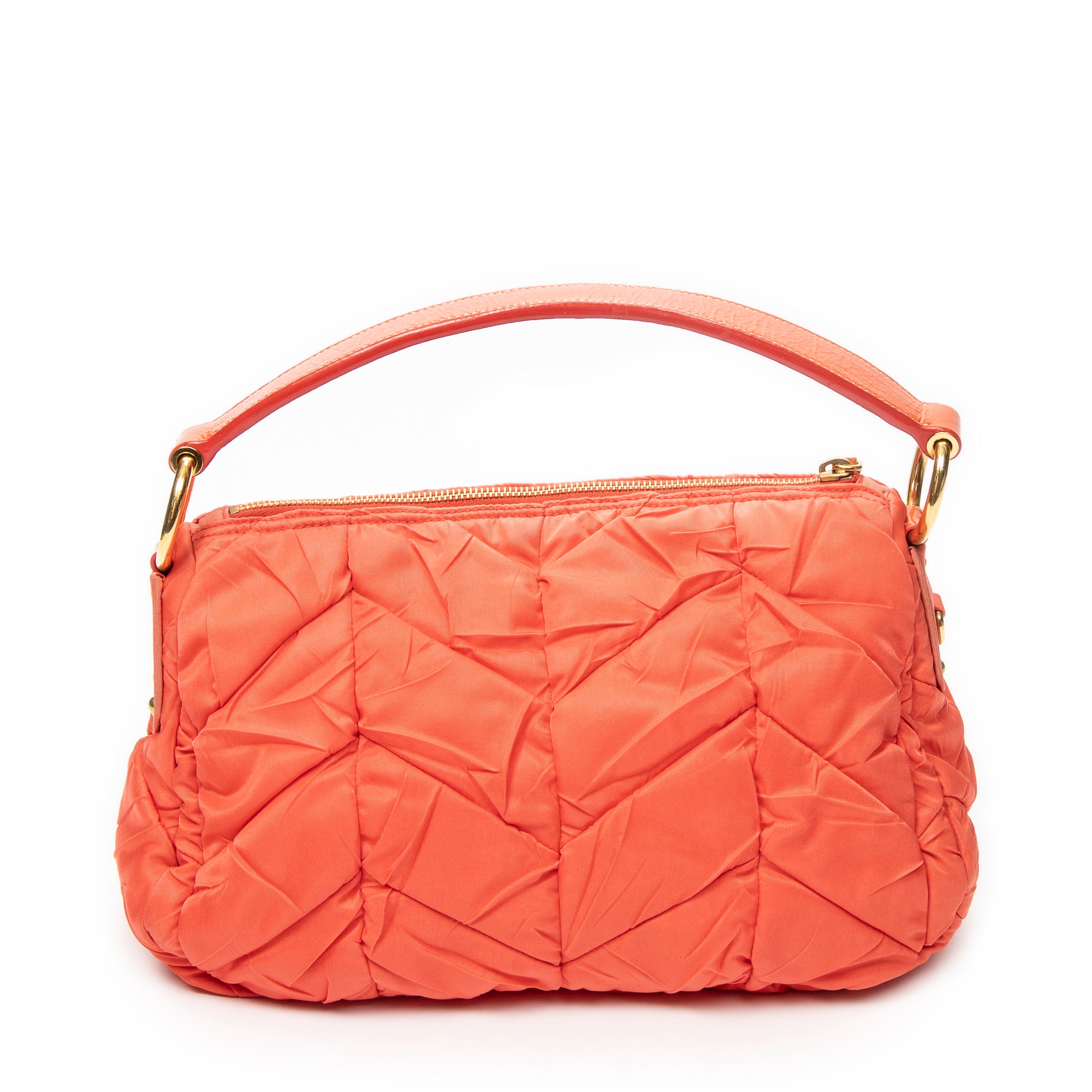 Shoulder Bag Zip Hobo Orange Quilted Nylon Canvas