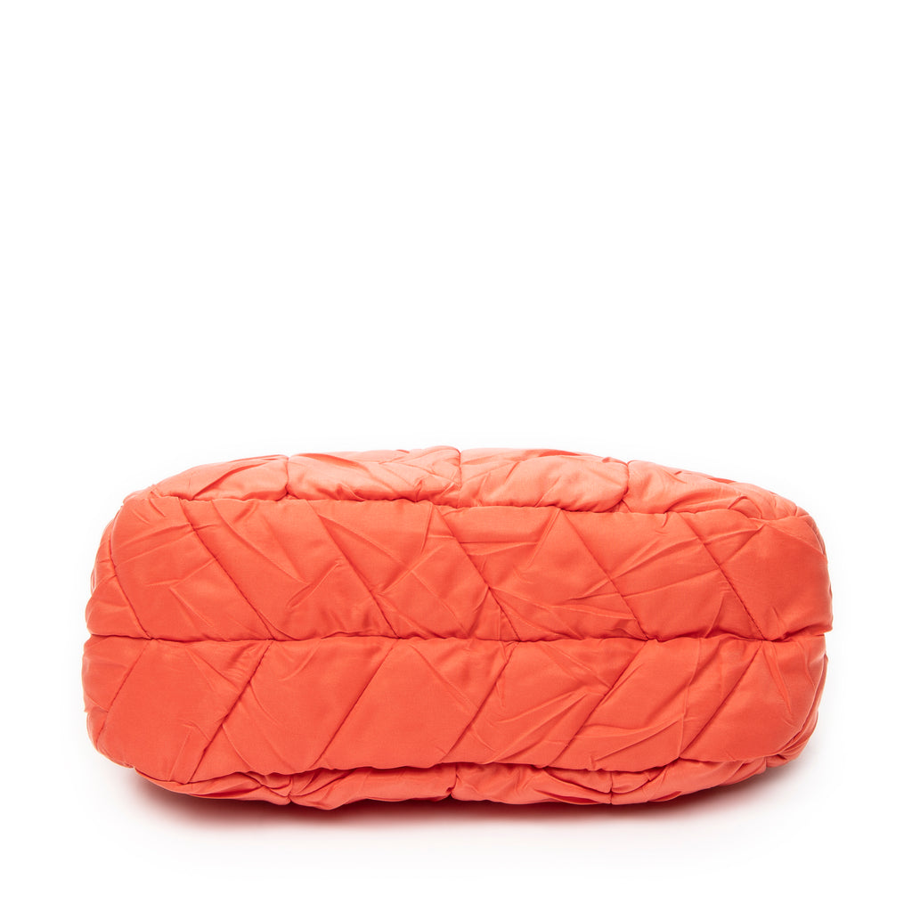 Shoulder Bag Zip Hobo Orange Quilted Nylon Canvas