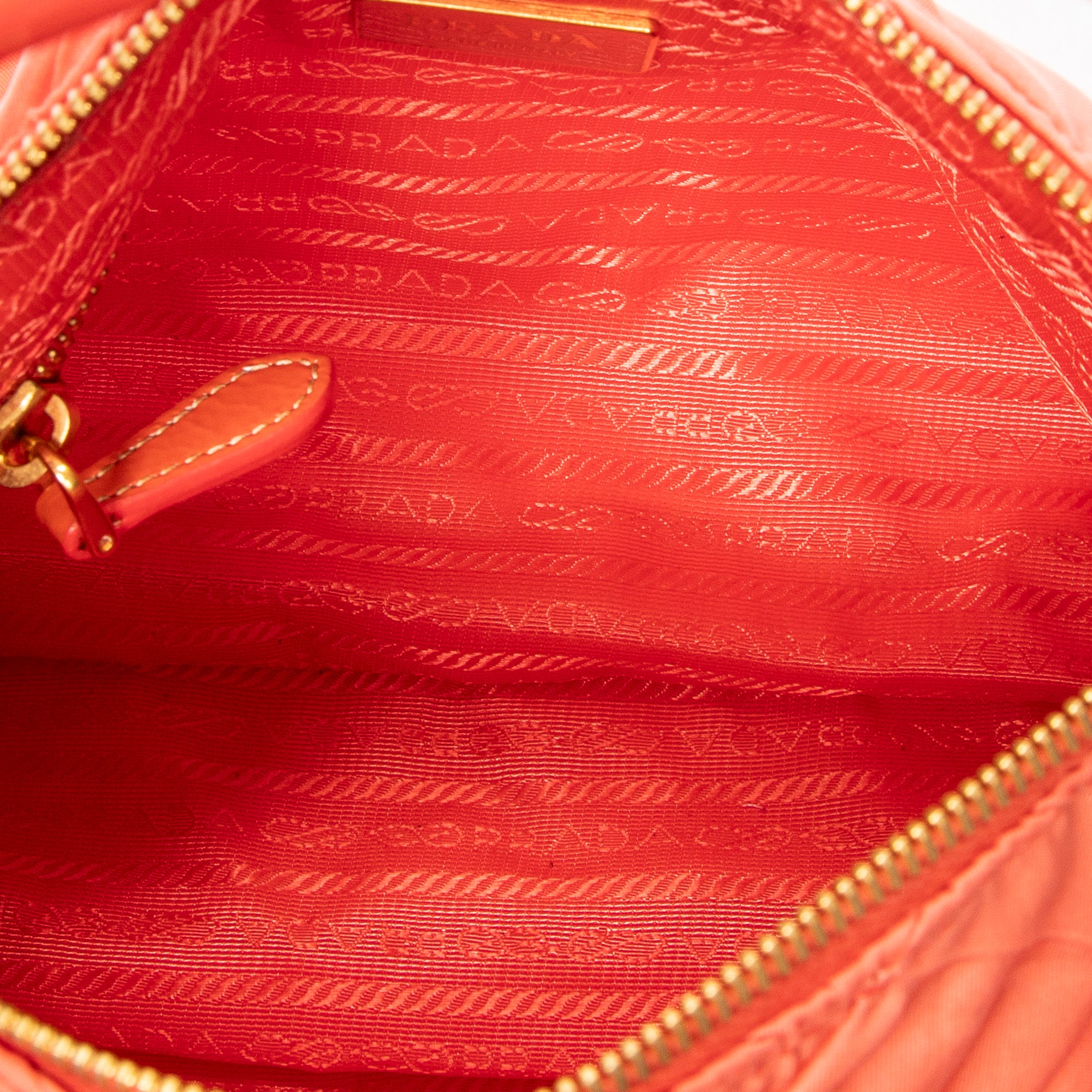 Shoulder Bag Zip Hobo Orange Quilted Nylon Canvas
