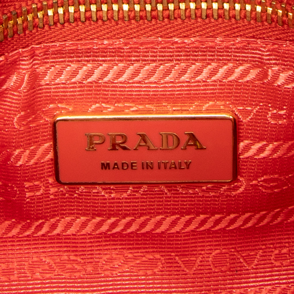 Shoulder Bag Zip Hobo Orange Quilted Nylon Canvas