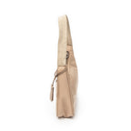 Handbag Mini Zip Hobo Beige Nylon Canvas