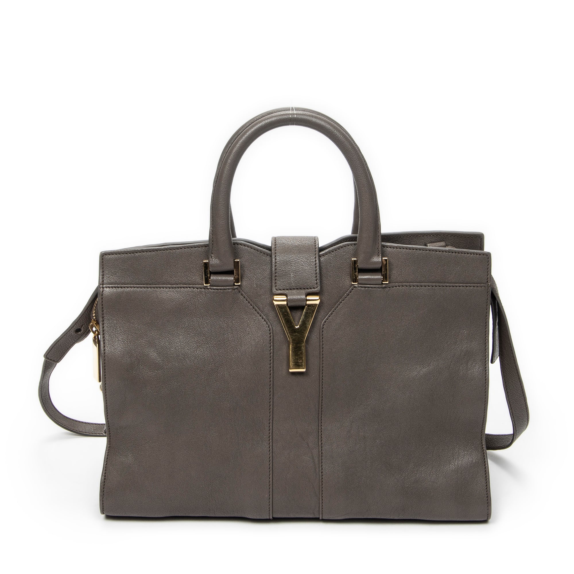Shoulder Bag Small Cabas ChYc Grey Calfskin Leather