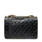 Shoulder Bag Maxi Jumbo XL Flap Black Quilted Lambskin Leather