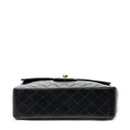 Shoulder Bag Maxi Jumbo XL Flap Black Quilted Lambskin Leather
