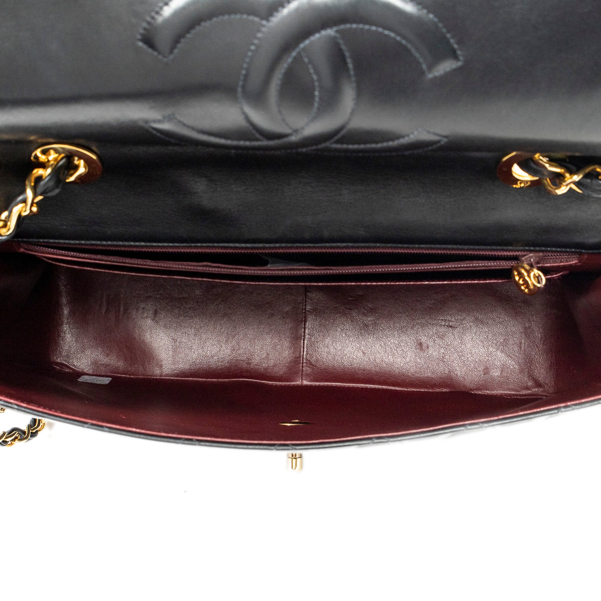 Shoulder Bag Maxi Jumbo XL Flap Black Quilted Lambskin Leather