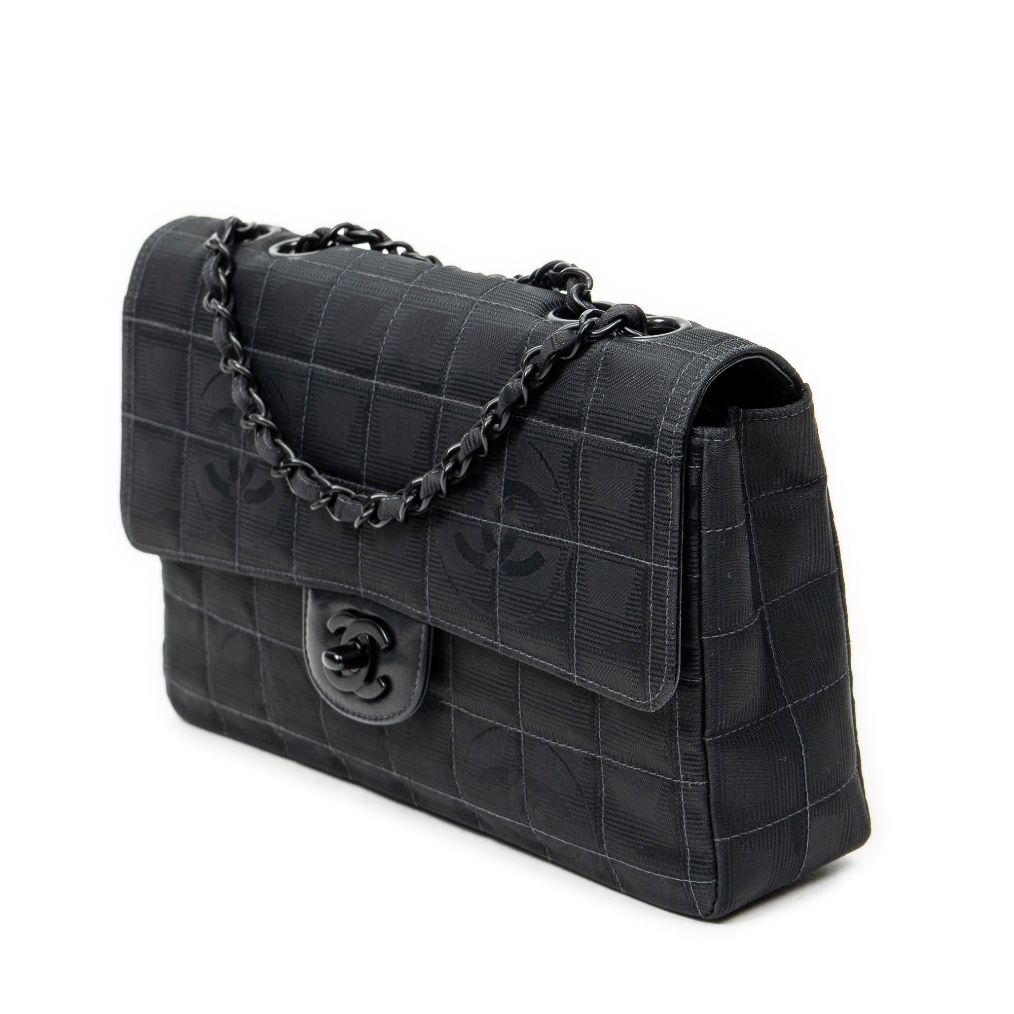 Shoulder Bag New Travel Line Single Flap Black Travel Line Nylon Canvas
