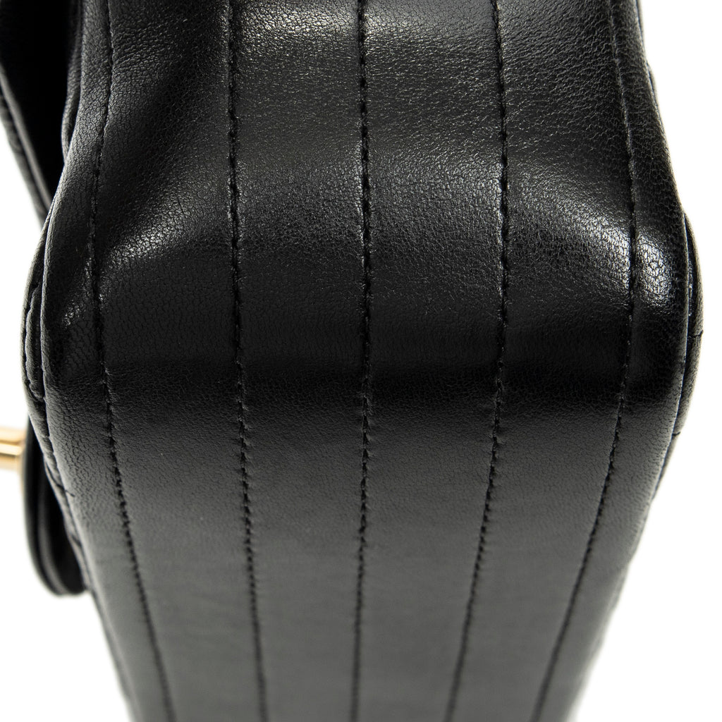 Shoulder Bag Mini Classic Square Flap Black Chevron Quilted Calfskin Leather