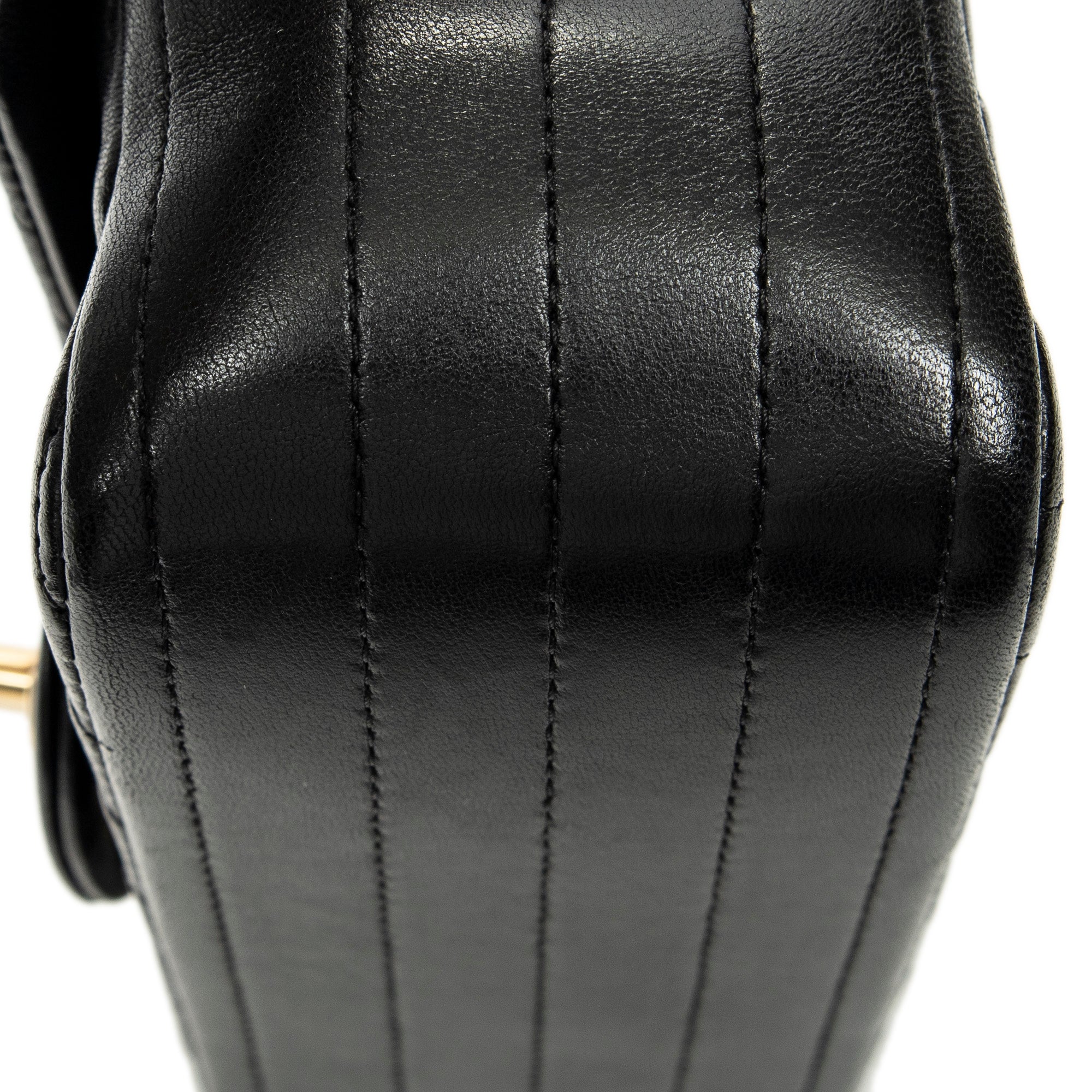 Shoulder Bag Mini Classic Square Flap Black Chevron Quilted Calfskin Leather