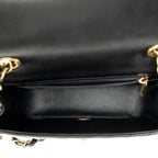 Shoulder Bag Mini Classic Square Flap Black Chevron Quilted Calfskin Leather