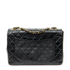 Shoulder Bag Maxi Jumbo XL Flap Black Quilted Lambskin Leather