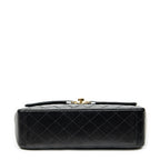 Shoulder Bag Maxi Jumbo XL Flap Black Quilted Lambskin Leather