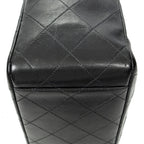 Shoulder Bag Maxi Jumbo XL Flap Black Quilted Lambskin Leather