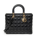 Shoulder Bag Large Lady Dior Zip Black Cannage Lambskin Leather