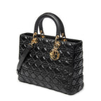 Shoulder Bag Large Lady Dior Zip Black Cannage Lambskin Leather