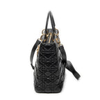 Shoulder Bag Large Lady Dior Zip Black Cannage Lambskin Leather