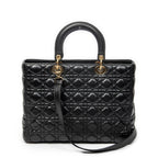 Shoulder Bag Large Lady Dior Zip Black Cannage Lambskin Leather
