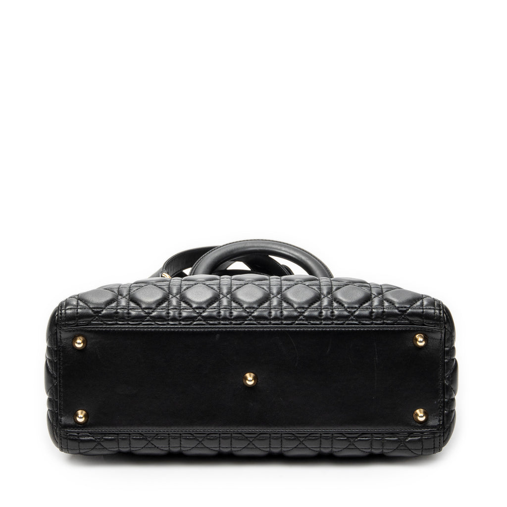 Shoulder Bag Large Lady Dior Zip Black Cannage Lambskin Leather
