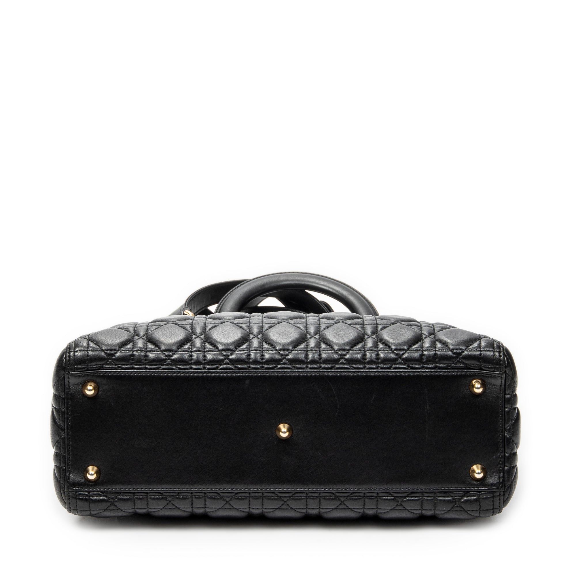 Shoulder Bag Large Lady Dior Zip Black Cannage Lambskin Leather