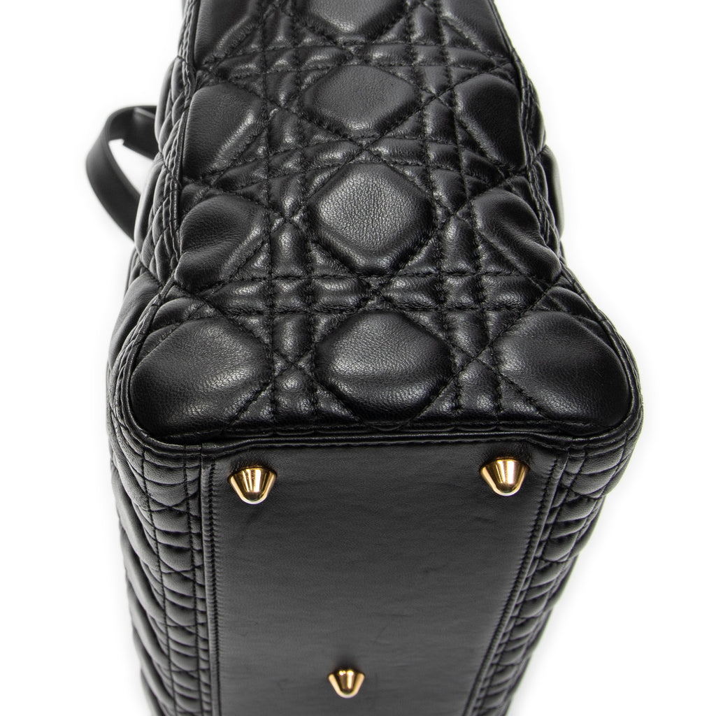 Shoulder Bag Large Lady Dior Zip Black Cannage Lambskin Leather