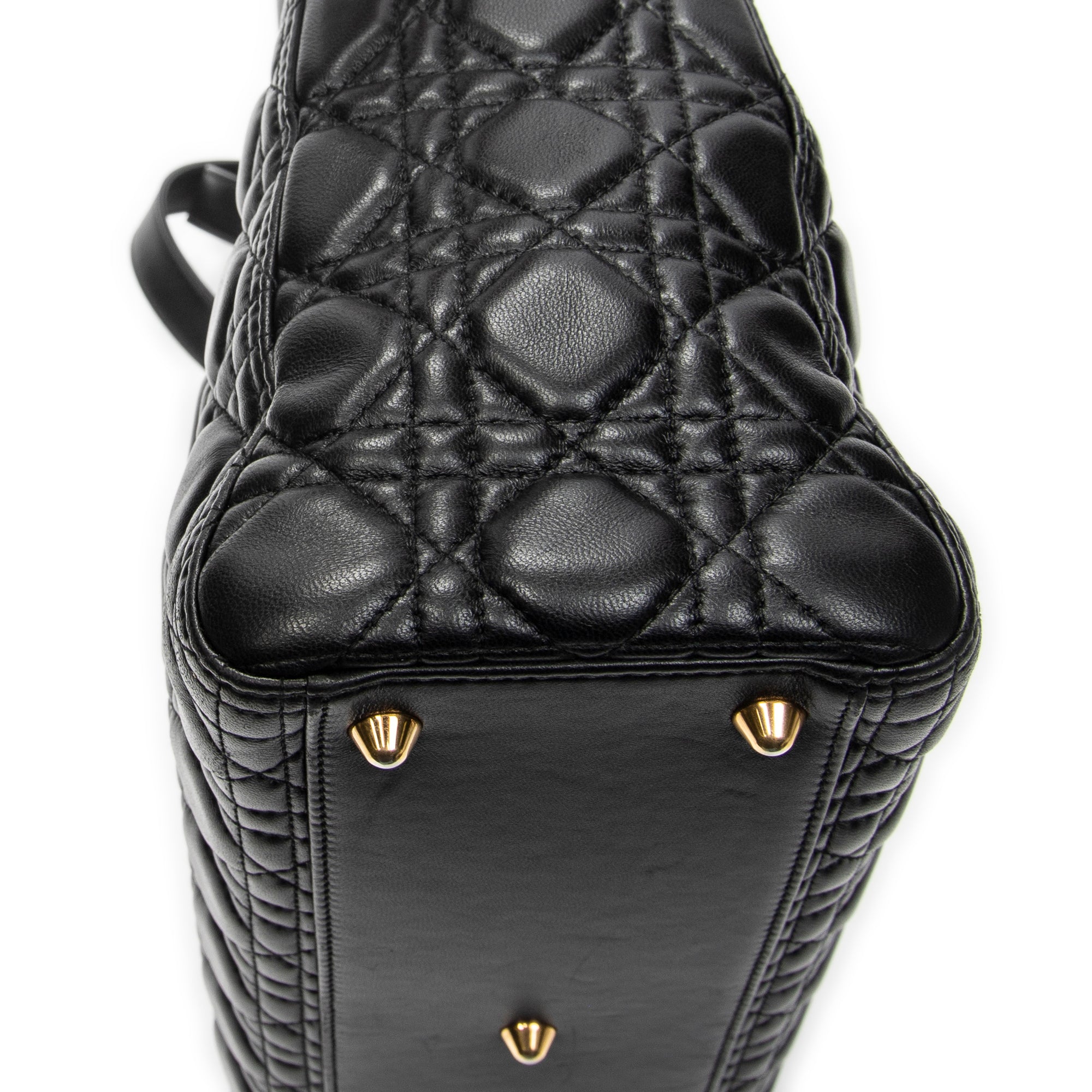 Shoulder Bag Large Lady Dior Zip Black Cannage Lambskin Leather