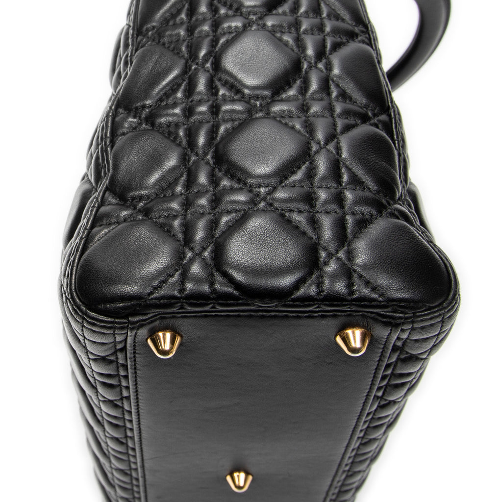 Shoulder Bag Large Lady Dior Zip Black Cannage Lambskin Leather