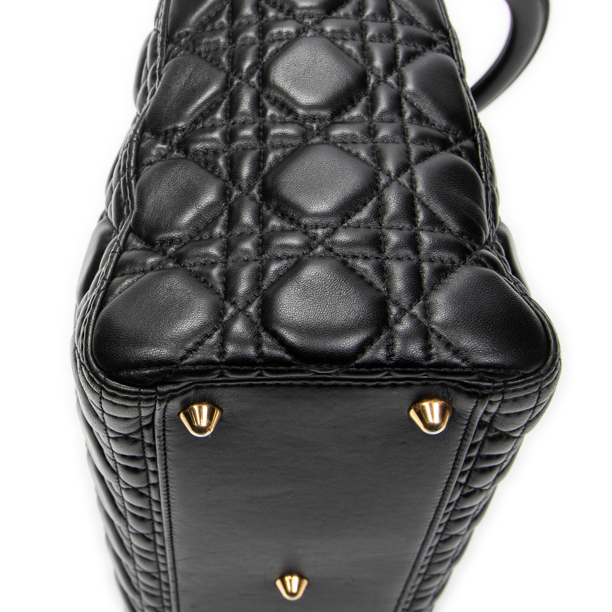 Shoulder Bag Large Lady Dior Zip Black Cannage Lambskin Leather