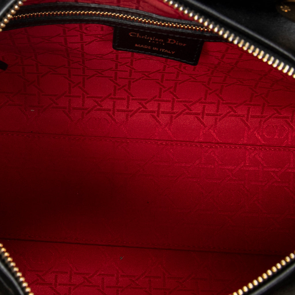 Shoulder Bag Large Lady Dior Zip Black Cannage Lambskin Leather