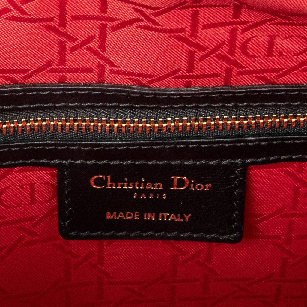 Shoulder Bag Large Lady Dior Zip Black Cannage Lambskin Leather