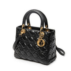 Shoulder Bag Medium Lady Dior Zip Black Cannage Lambskin Leather