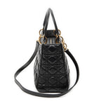 Shoulder Bag Medium Lady Dior Zip Black Cannage Lambskin Leather