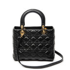 Shoulder Bag Medium Lady Dior Zip Black Cannage Lambskin Leather