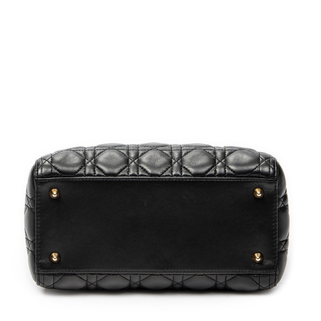 Shoulder Bag Medium Lady Dior Zip Black Cannage Lambskin Leather