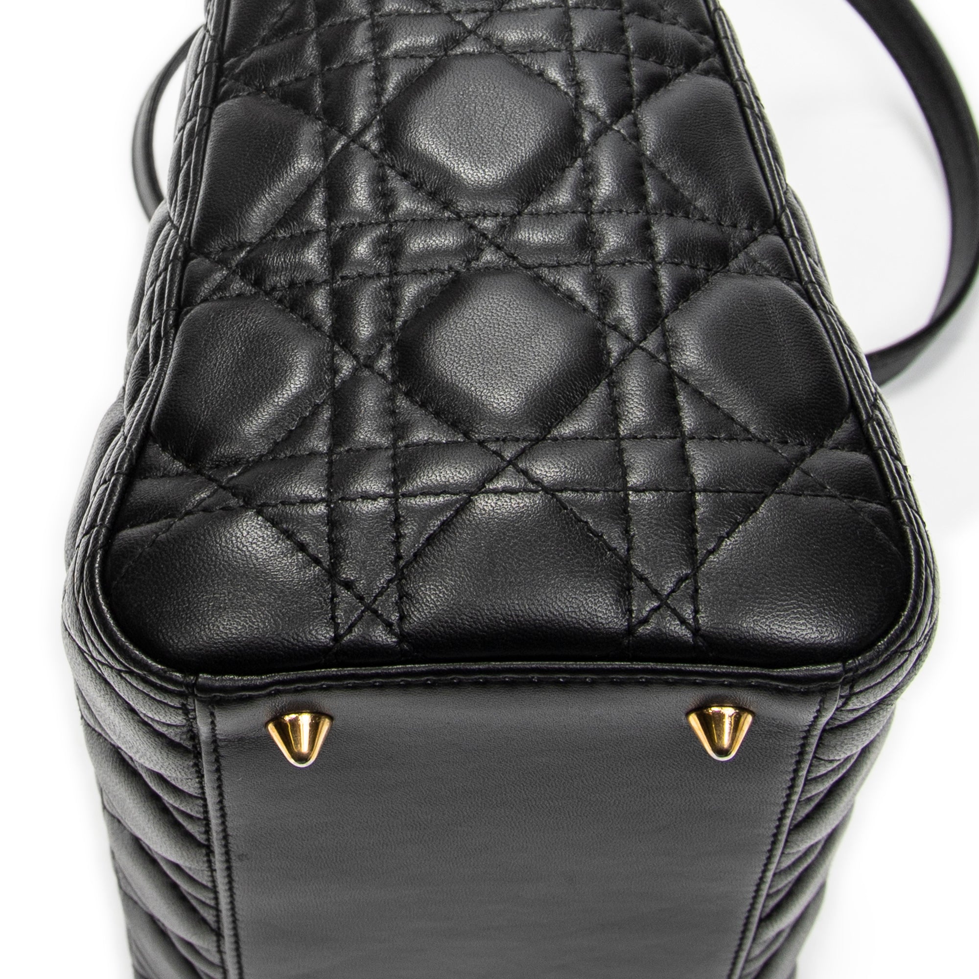 Shoulder Bag Medium Lady Dior Zip Black Cannage Lambskin Leather