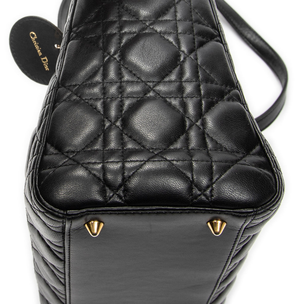 Shoulder Bag Medium Lady Dior Zip Black Cannage Lambskin Leather