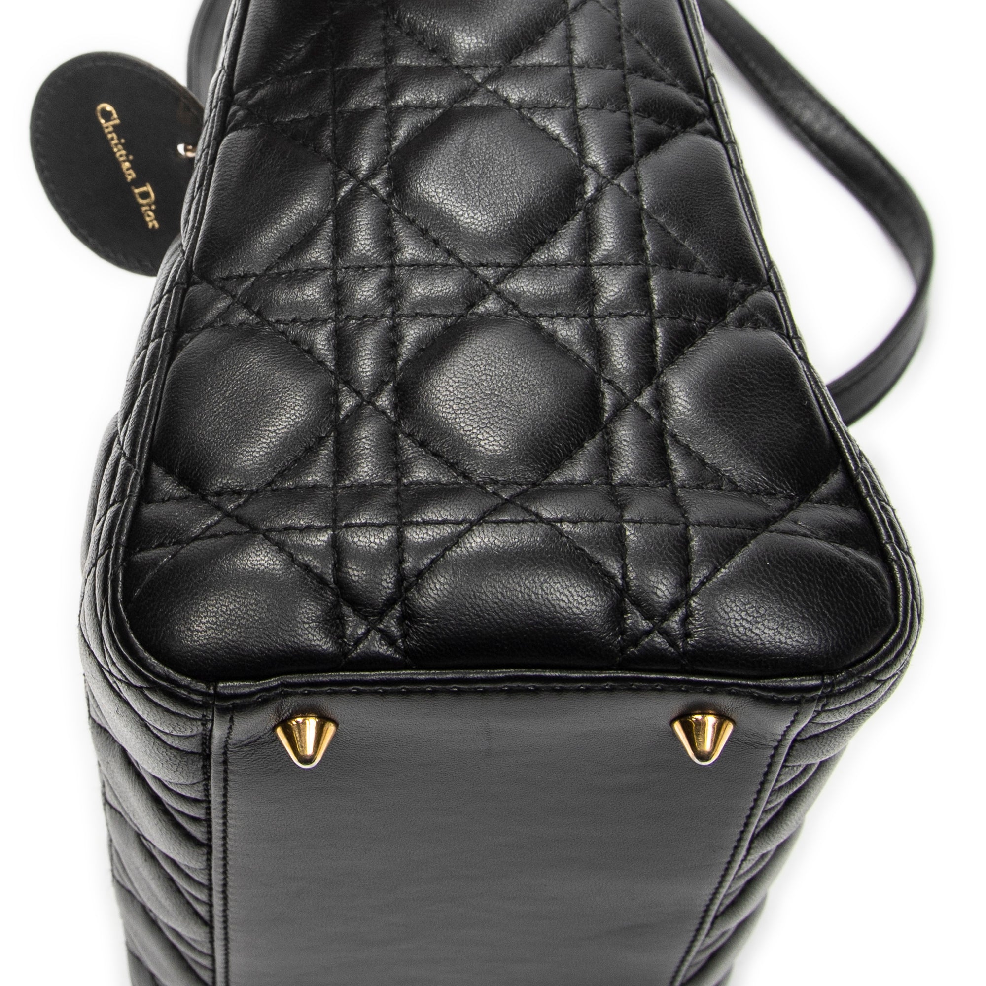 Shoulder Bag Medium Lady Dior Zip Black Cannage Lambskin Leather