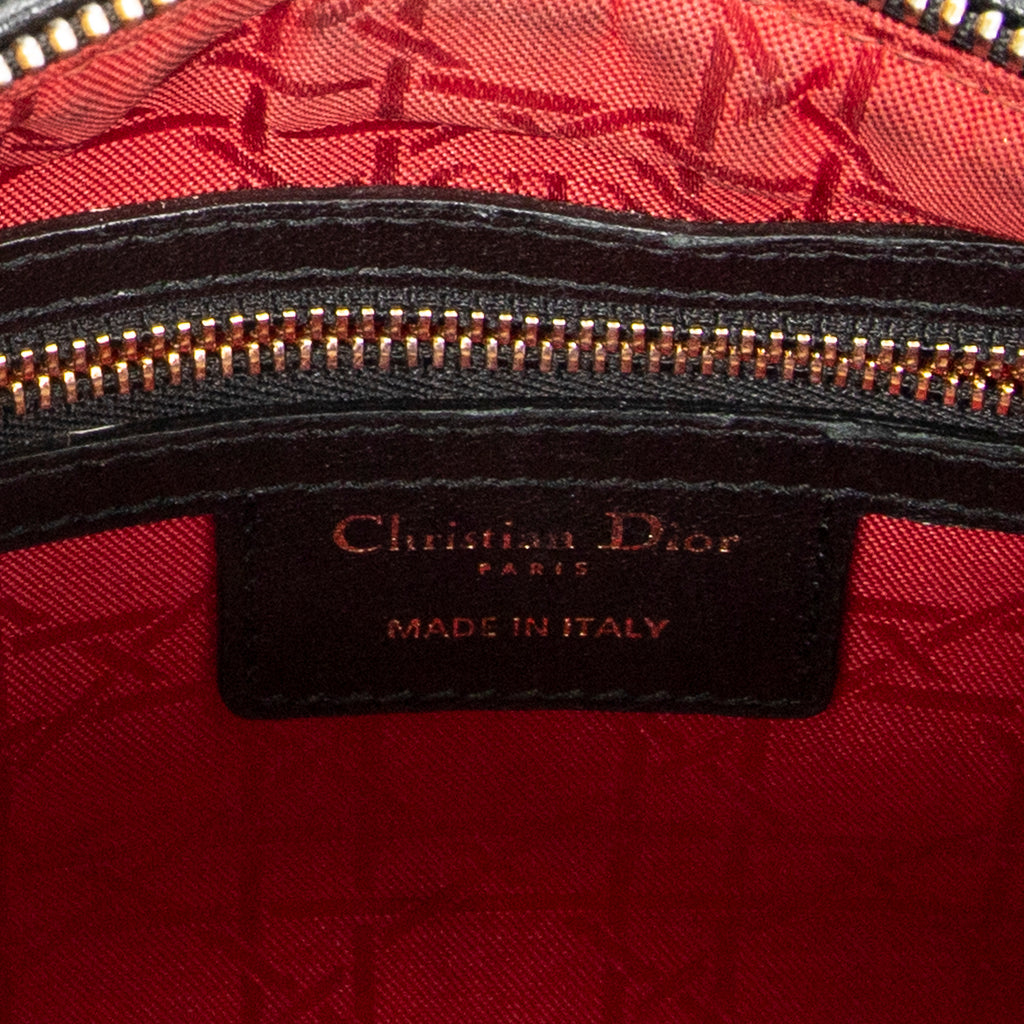Shoulder Bag Medium Lady Dior Zip Black Cannage Lambskin Leather