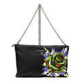 Shoulder Bag Printed Chain Pouch Crossbody Black Printed Nylon Canvas