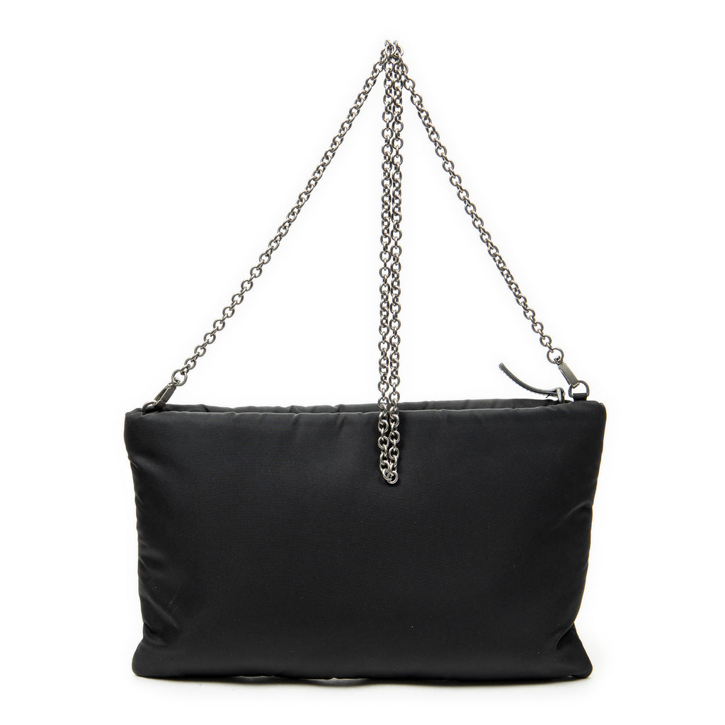 Shoulder Bag Printed Chain Pouch Crossbody Black Printed Nylon Canvas