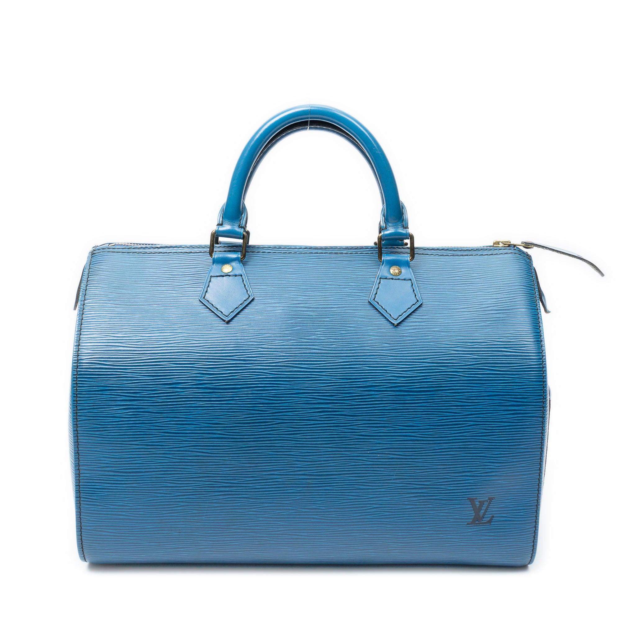 Handbag Speedy Black Stitching 30 Blue Epi