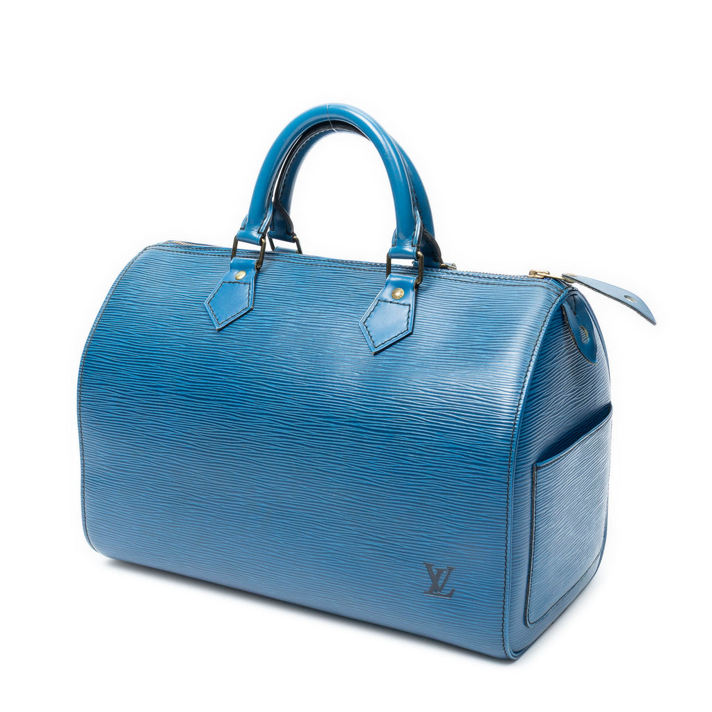 Handbag Speedy Black Stitching 30 Blue Epi