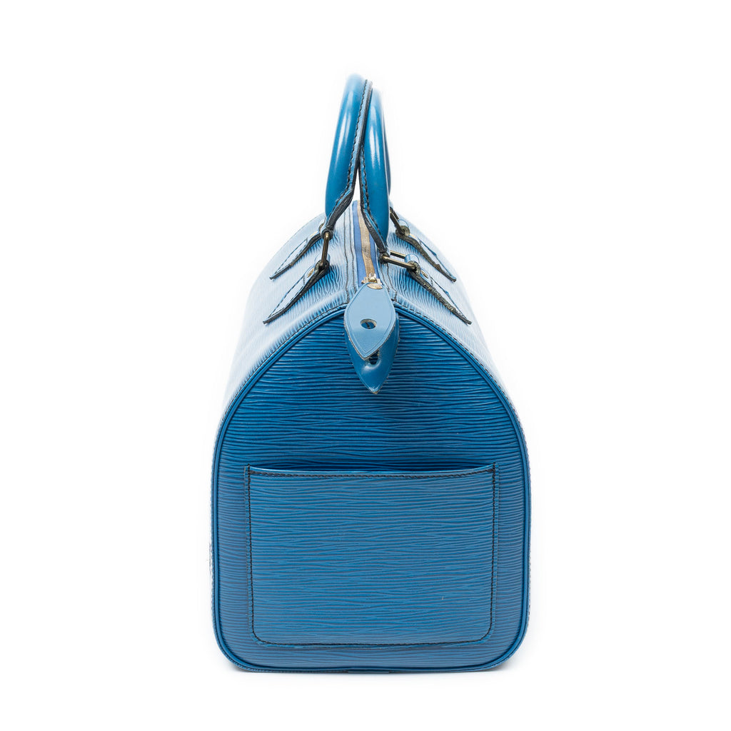 Handbag Speedy Black Stitching 30 Blue Epi