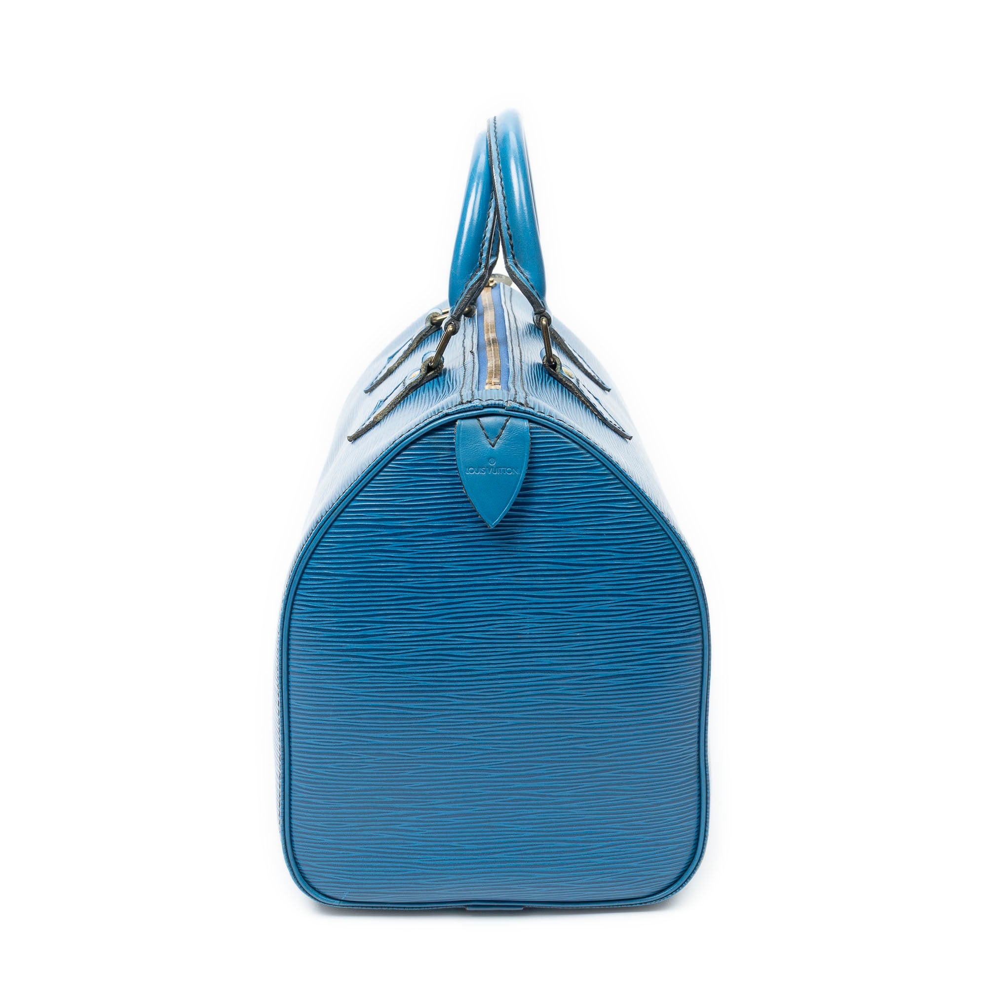 Handbag Speedy Black Stitching 30 Blue Epi