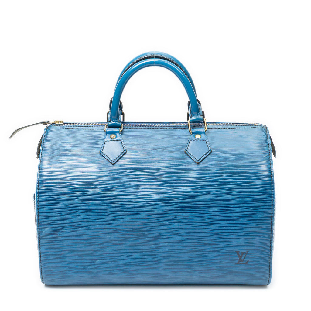 Handbag Speedy Black Stitching 30 Blue Epi