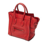 Handbag Mini Luggage Red Grained Calfskin Leather