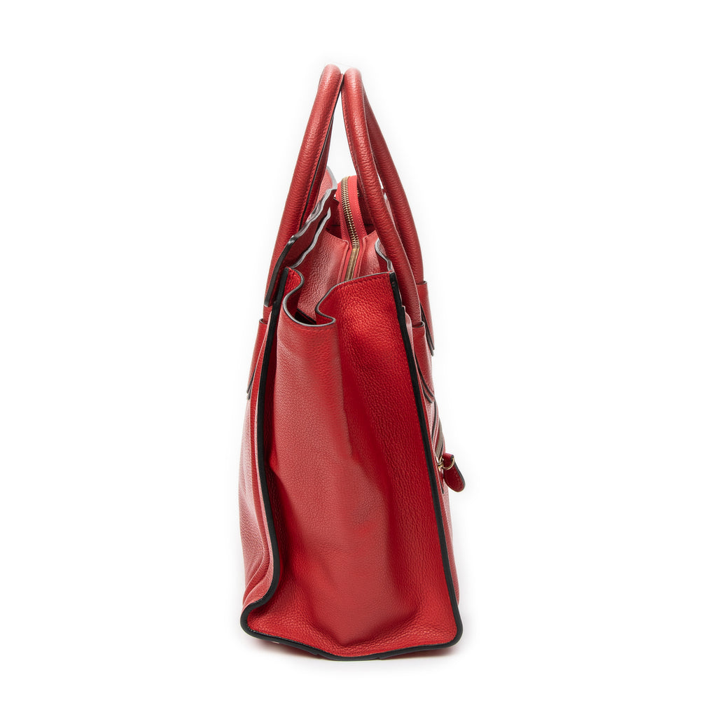 Handbag Mini Luggage Red Grained Calfskin Leather