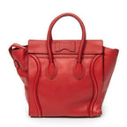 Handbag Mini Luggage Red Grained Calfskin Leather