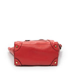 Handbag Mini Luggage Red Grained Calfskin Leather