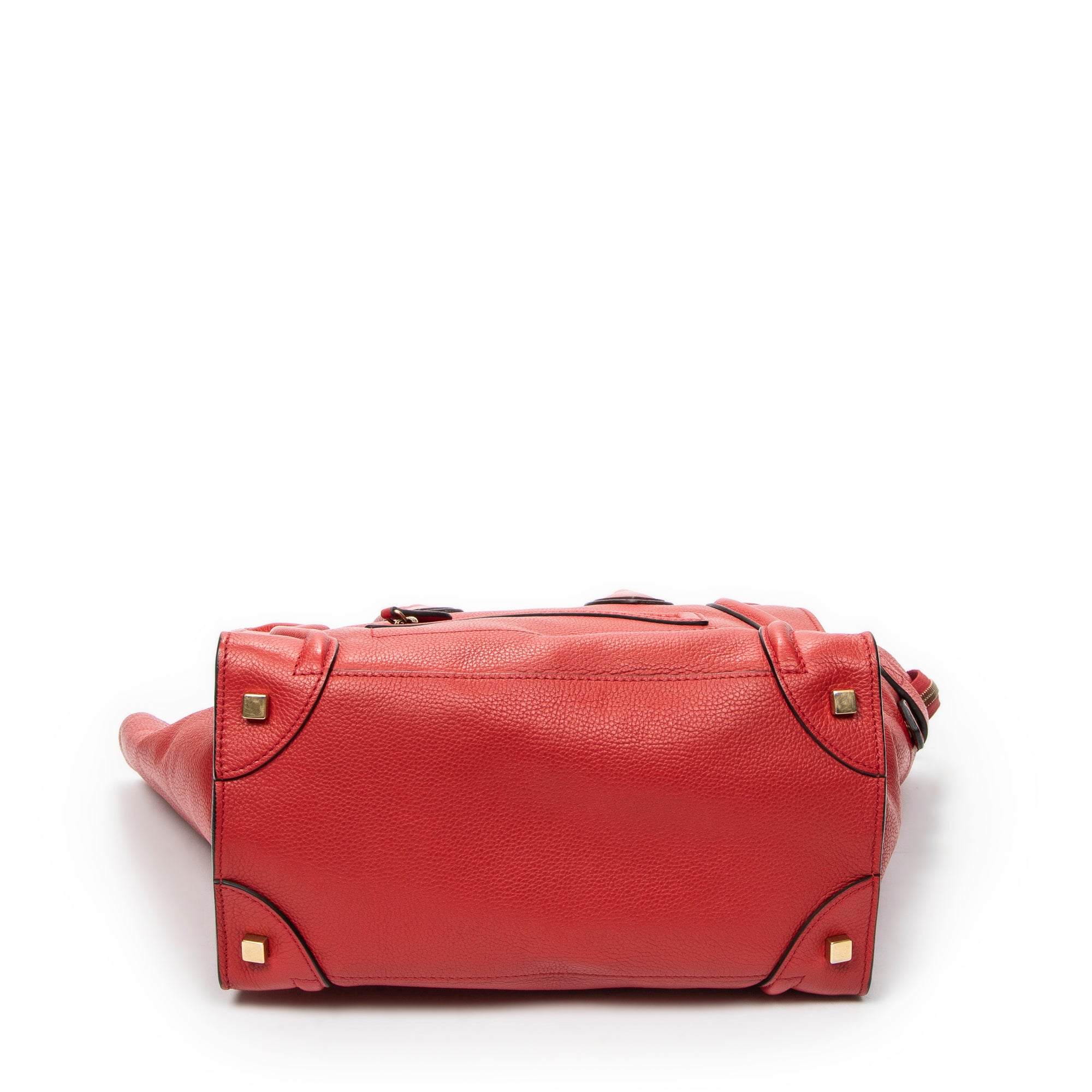 Handbag Mini Luggage Red Grained Calfskin Leather